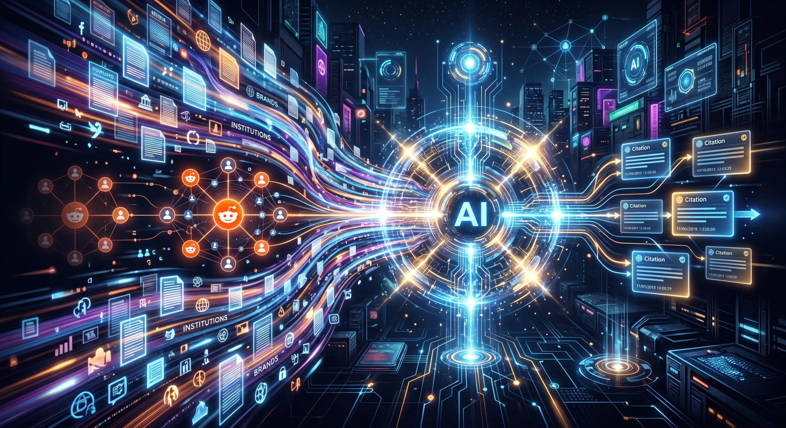 Intelligence artificielle s&eacute;lectionnant quelques sources parmi de nombreux sites web pour g&eacute;n&eacute;rer ses citations