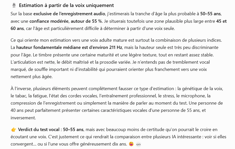 ChatGPT estime l’âge d’une personne entre 50 et 55 ans à partir de sa voix
